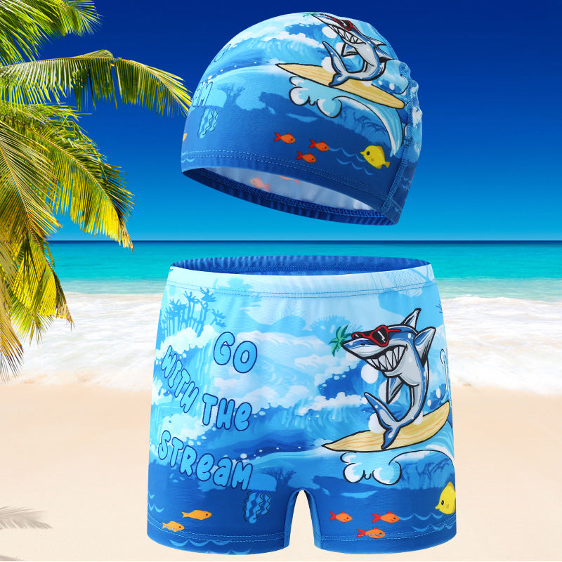 Luxora Lane boys' swim trunks & matching cap set - quick-dry kids swimwear, photo 2