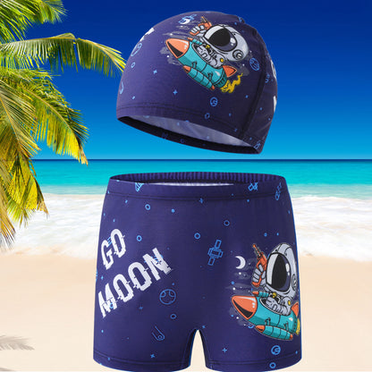 Luxora Lane boys' swim trunks & matching cap set - quick-dry kids swimwear, photo 37