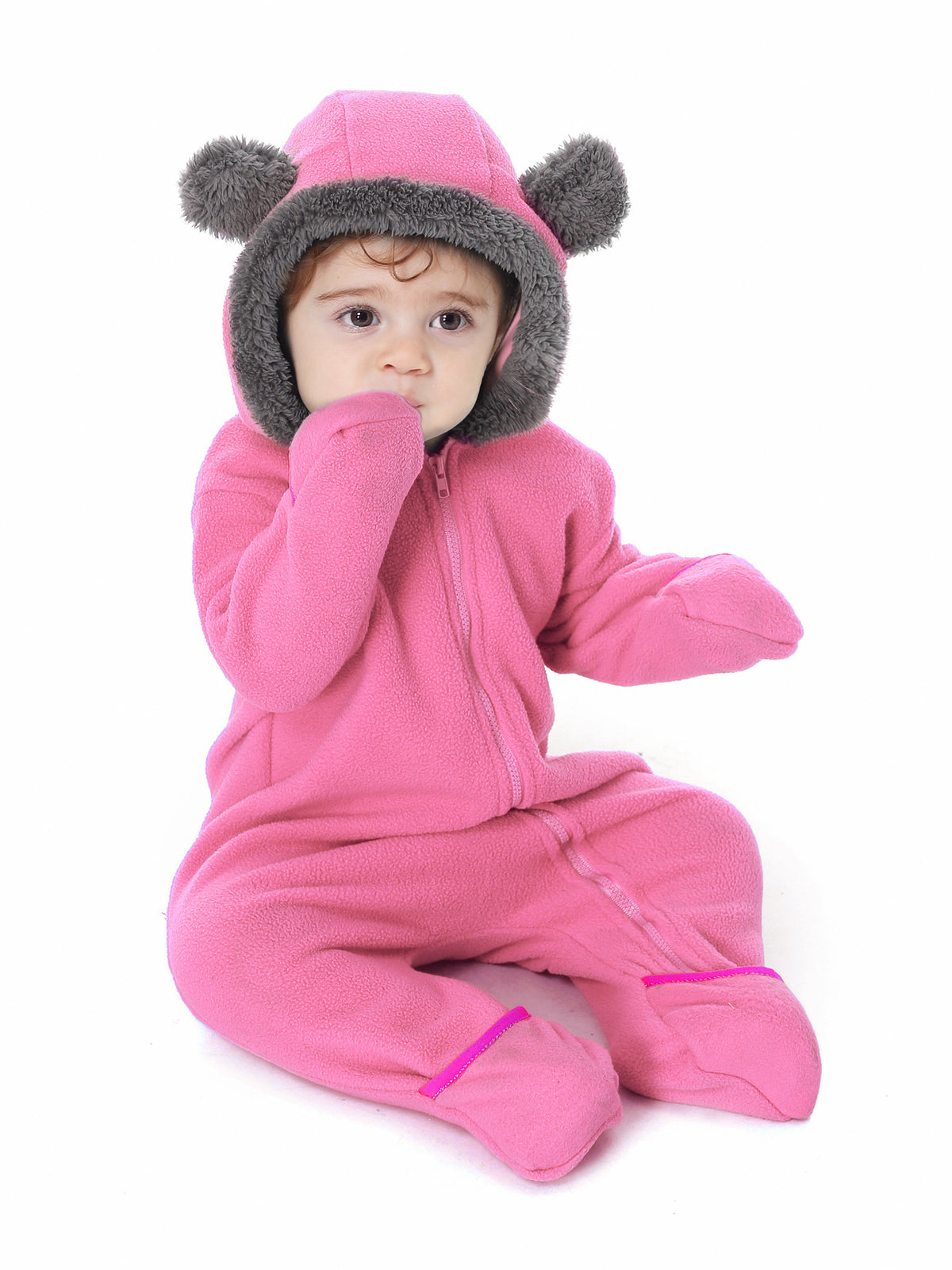 Luxora Lane Bear Hooded Baby Jumpsuit - Ultra Soft Winter Romper