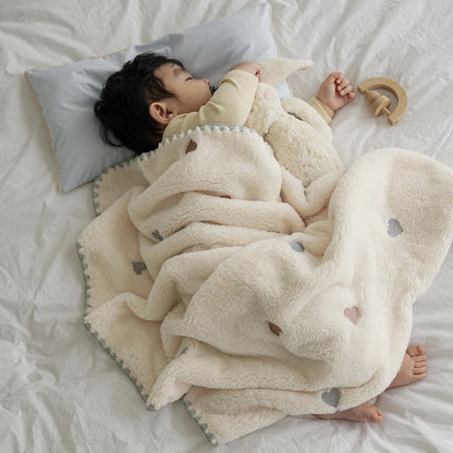 Luxora Lane soft flannel baby blanket, pink rabbit print