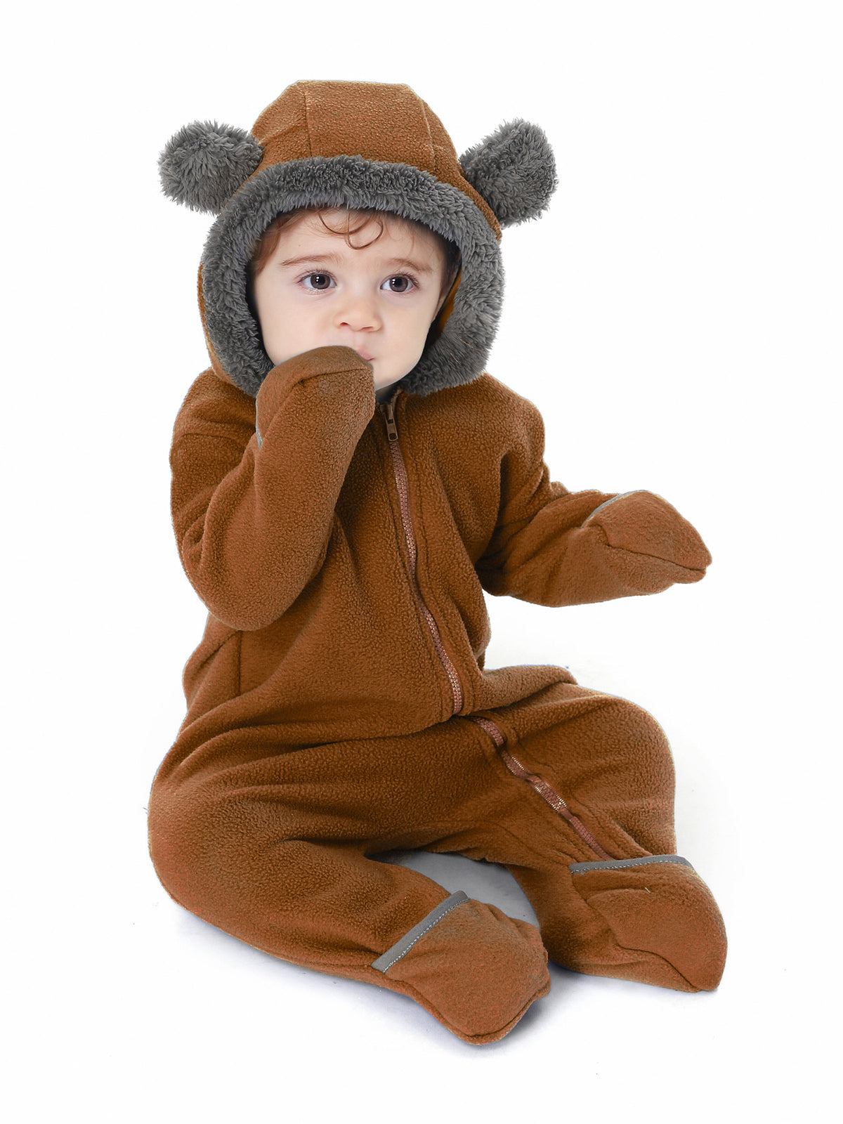 Luxora Lane Bear Hooded Baby Jumpsuit - Ultra Soft Winter Romper