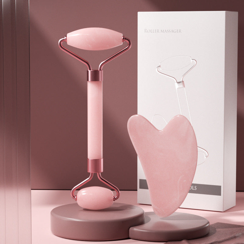 Luxora Lane™ Rose Quartz Facial Sculpting Roller Massager Set