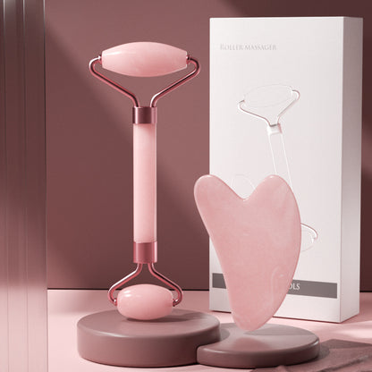 Luxora Lane™ Rose Quartz Facial Sculpting Roller Massager Set