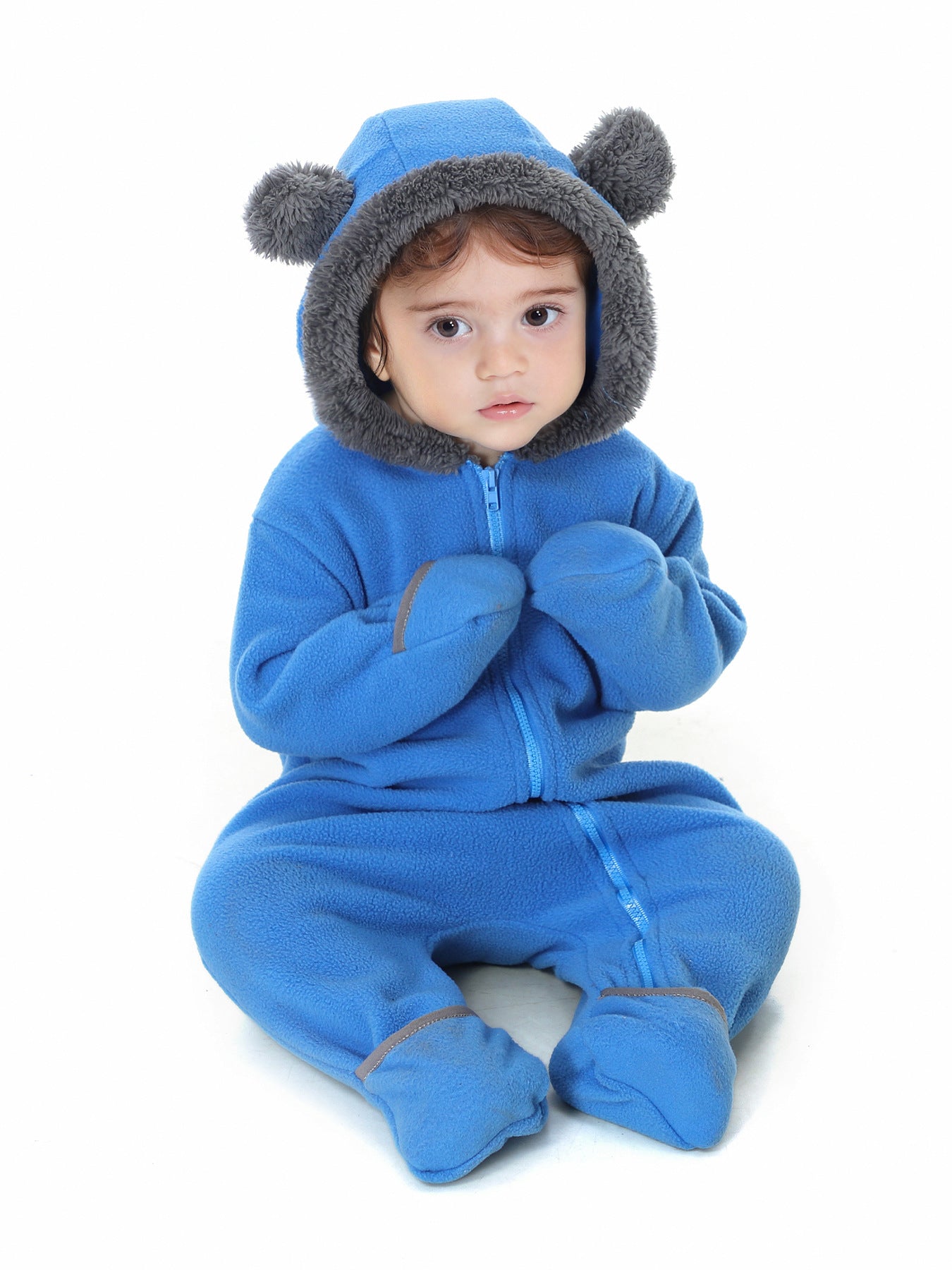 Luxora Lane Bear Hooded Baby Jumpsuit - Ultra Soft Winter Romper