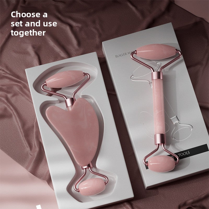 Luxora Lane™ Rose Quartz Facial Sculpting Roller Massager Set