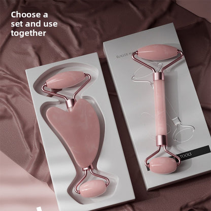 Luxora Lane™ Rose Quartz Facial Sculpting Roller Massager Set