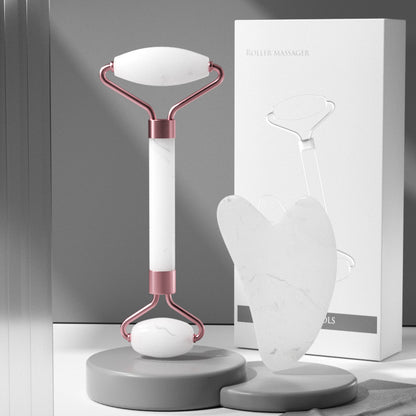 Luxora Lane™ Rose Quartz Facial Sculpting Roller Massager Set