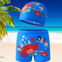 Luxora Lane boys' swim trunks & matching cap set - quick-dry kids swimwear, photo 1